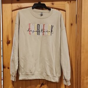 Gildan Beige Sweatshirt with Multicolor Print